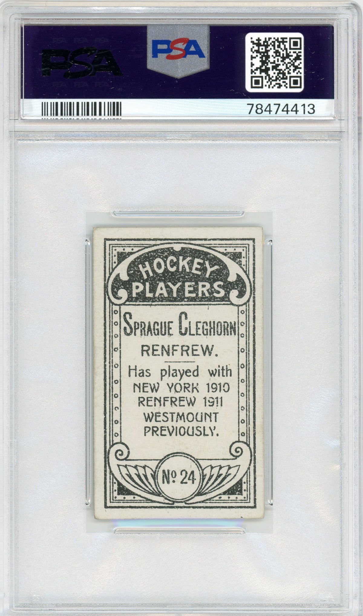1911 C55 #24 Sprague Cleghorn RC HOF PSA 4.5