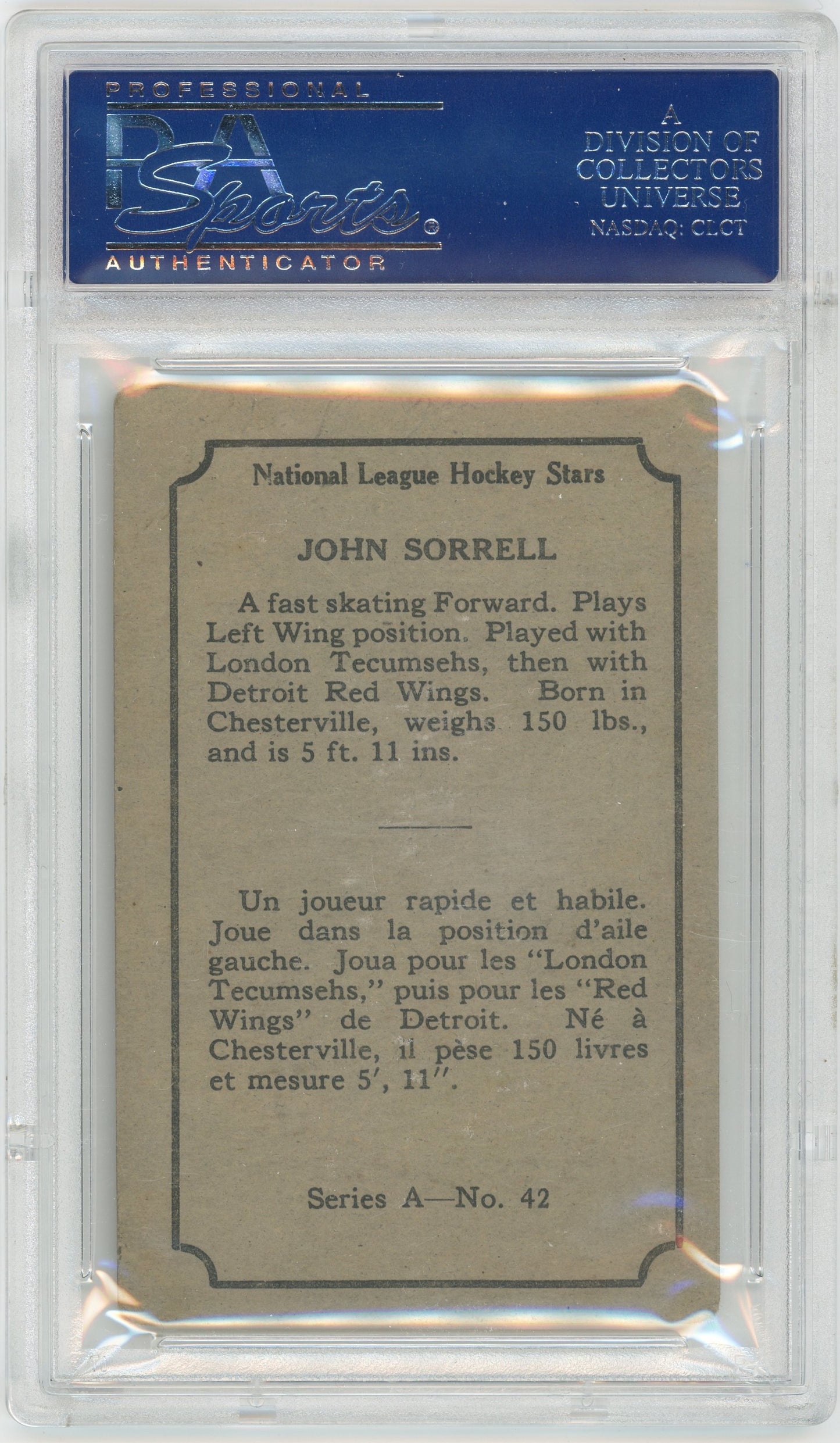 1933 V304A O-Pee-Chee #42 John Sorrell PSA 3(MK)