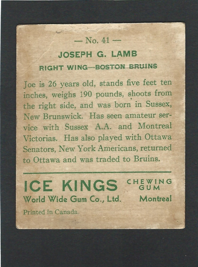 1933 V357 World Wide Gum Ice Kings #41 Joe Lamb RC