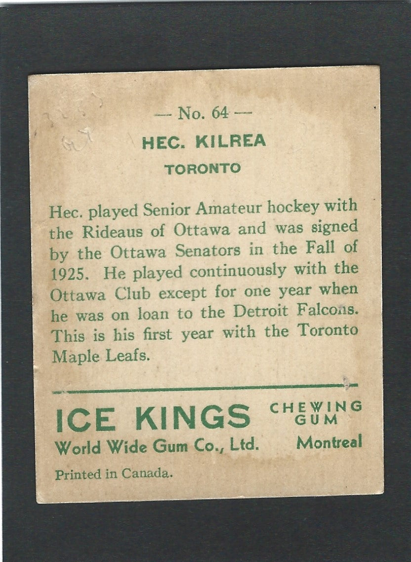 1933 V357 World Wide Gum Ice Kings #64 Hec Kilrea