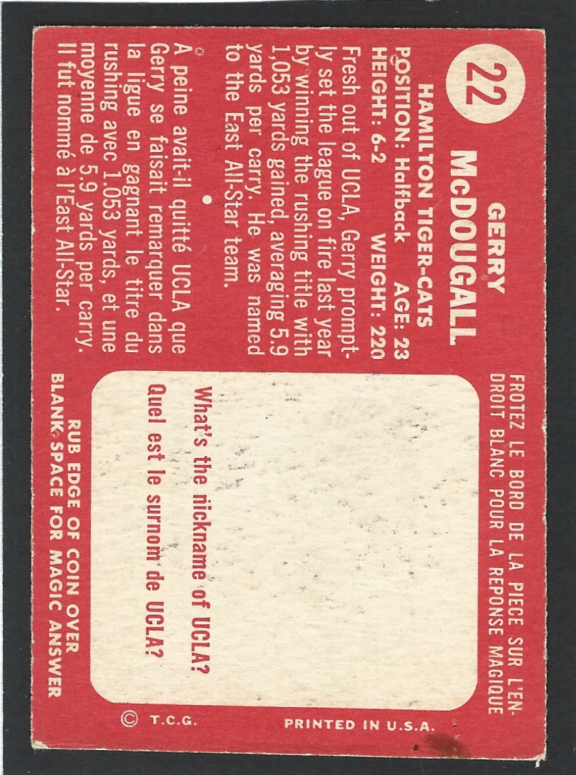 1958 Topps #22 Gerry McDougall