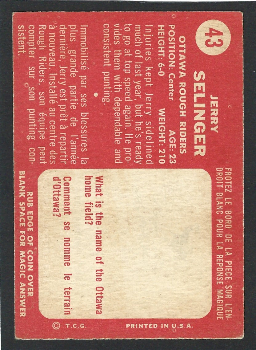 1958 Topps #43 Jerry Selinger