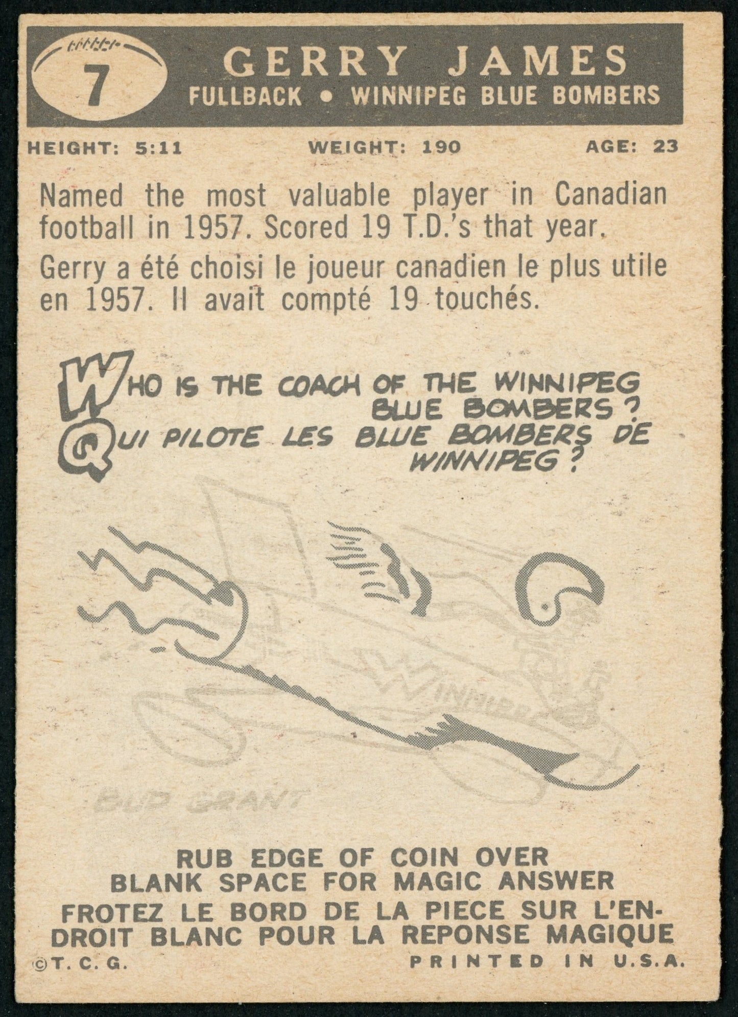 1959 Topps #07 Gerry James HOF