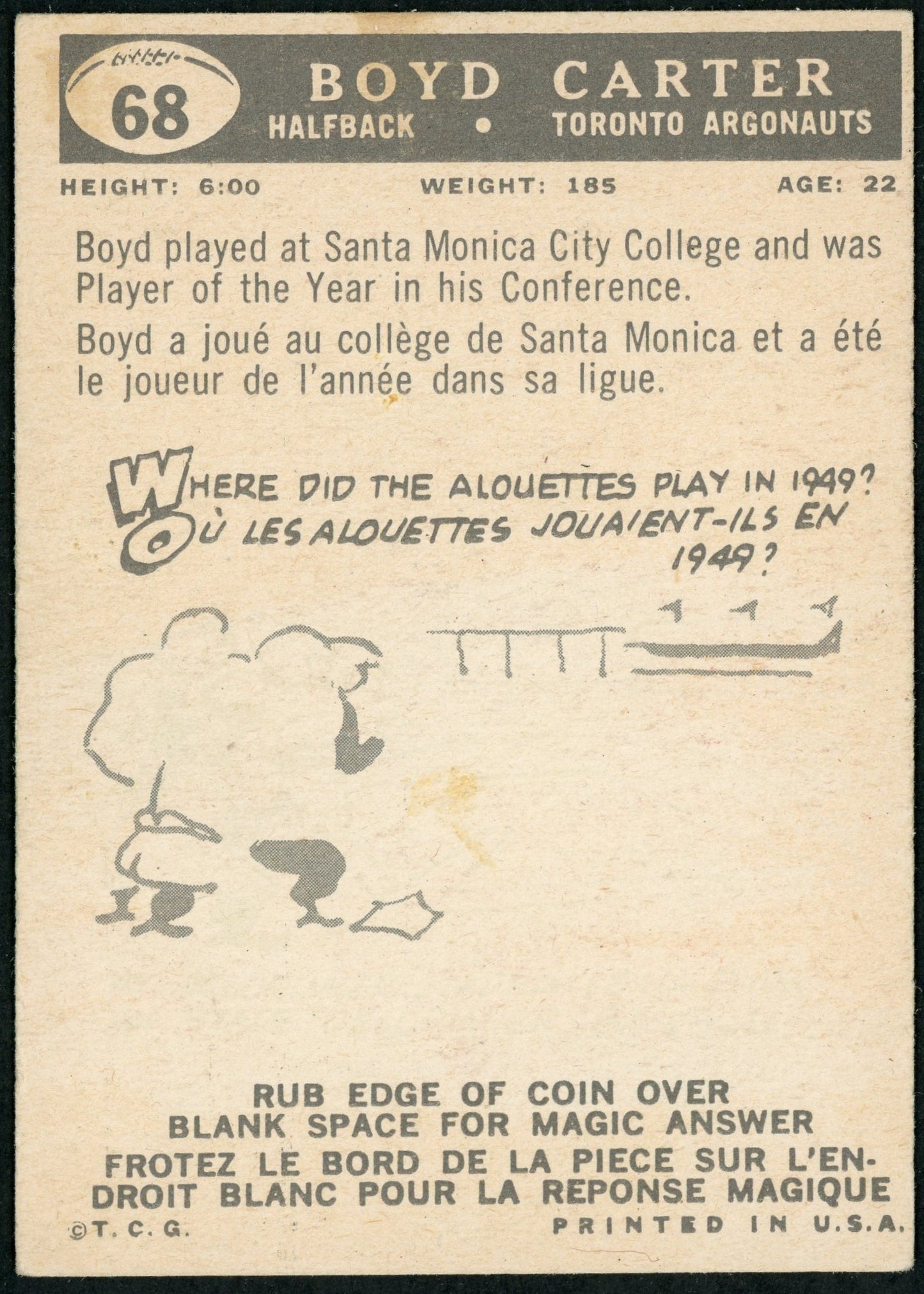 1959 Topps #68 Boyd Carter RC