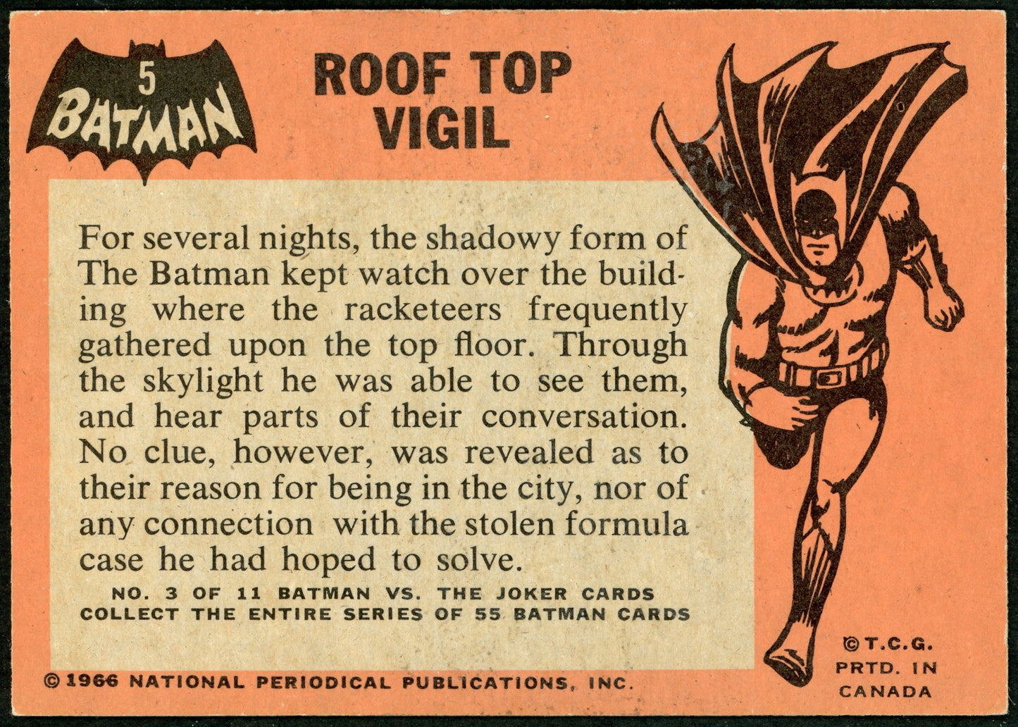 1966 O-Pee-Chee #05 Batman Black Bat "Roof Top Vigil"