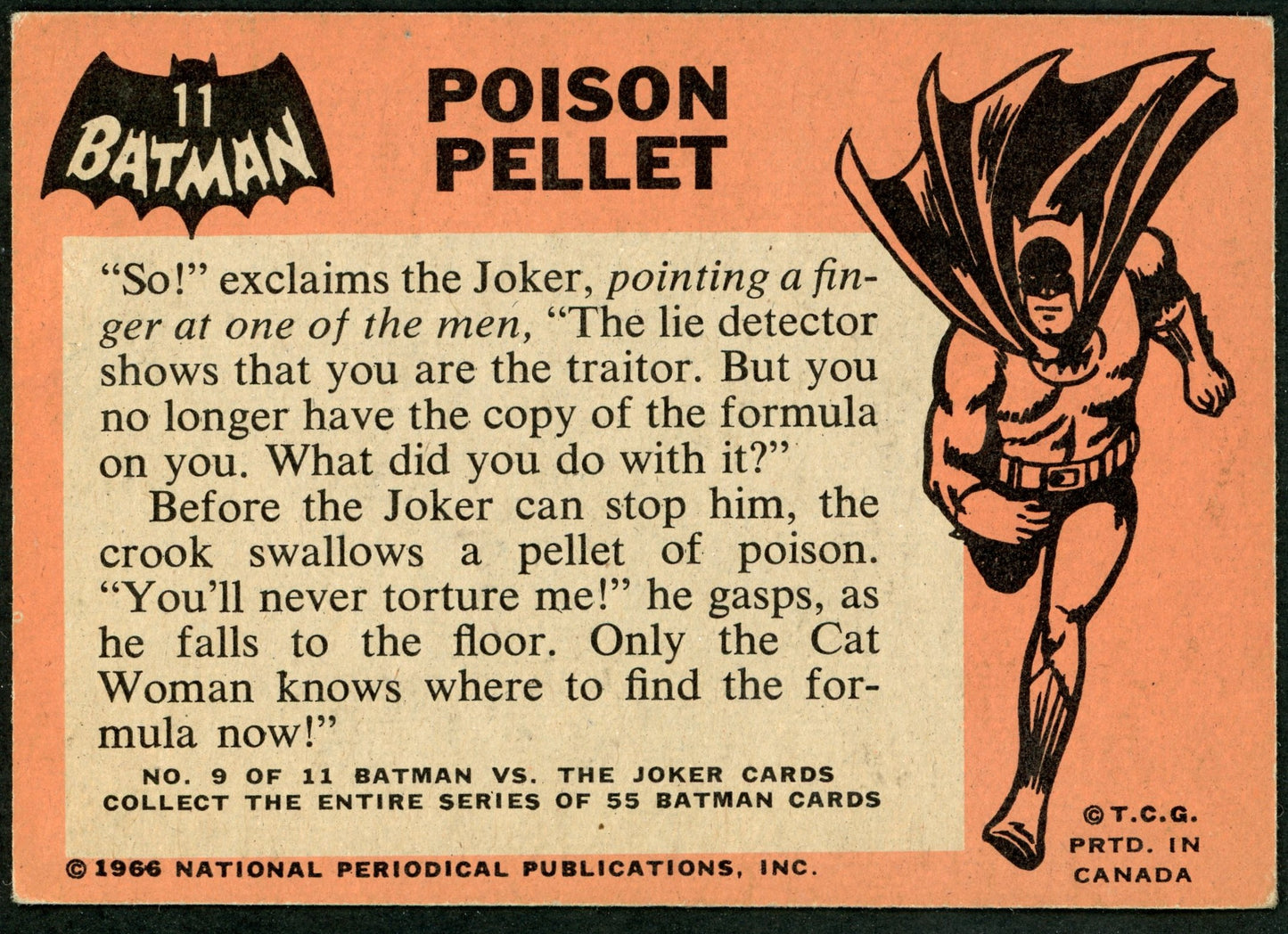 1966 O-Pee-Chee #11 Batman Black Bat "Poison Pellet"