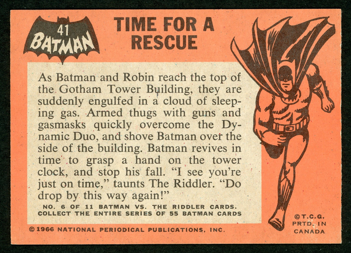 1966 O-Pee-Chee #41 Batman Black Bat "Time for a Rescue"