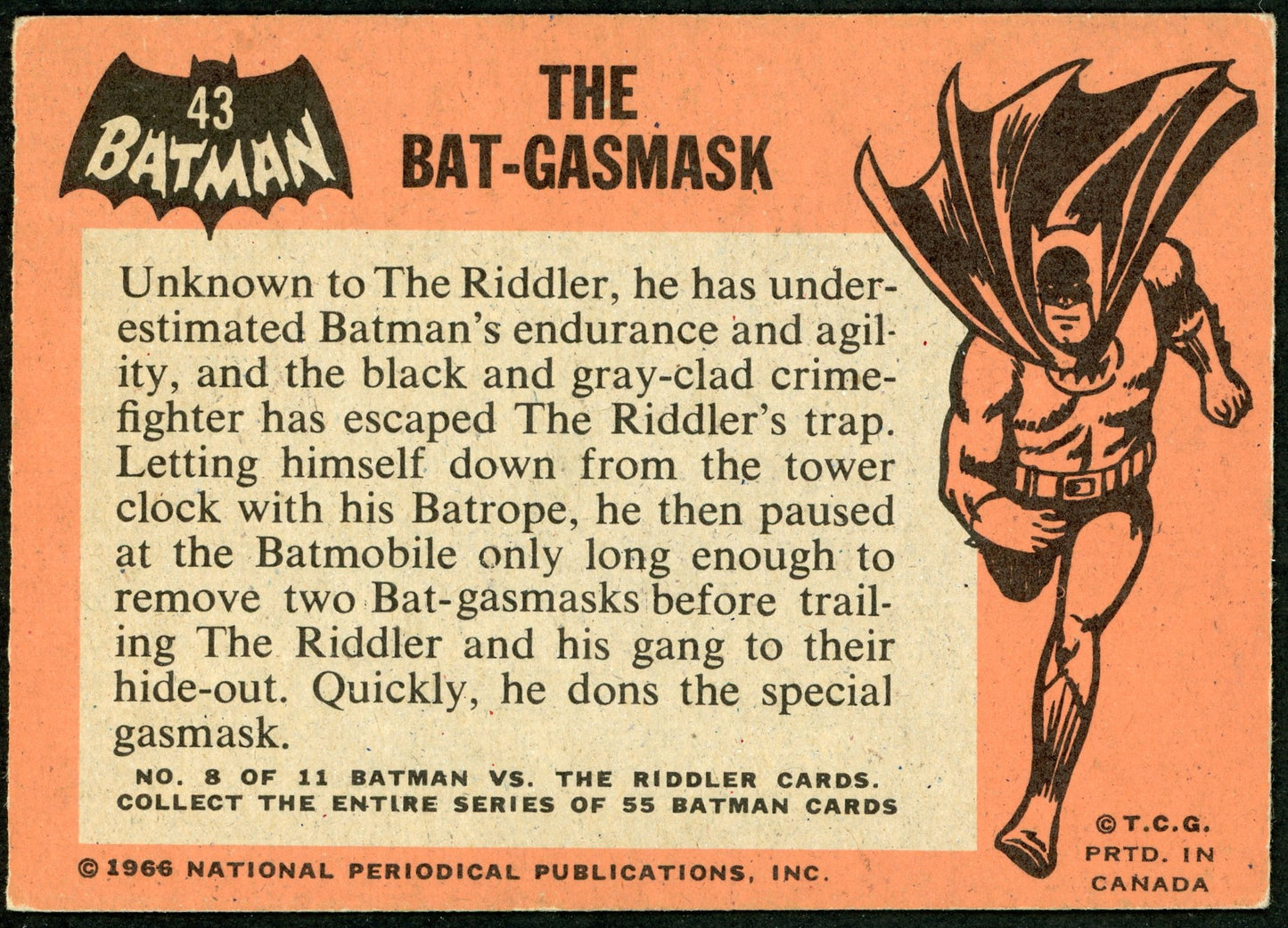 1966 O-Pee-Chee #43 Batman Black Bat "The Bat-Gasmask"