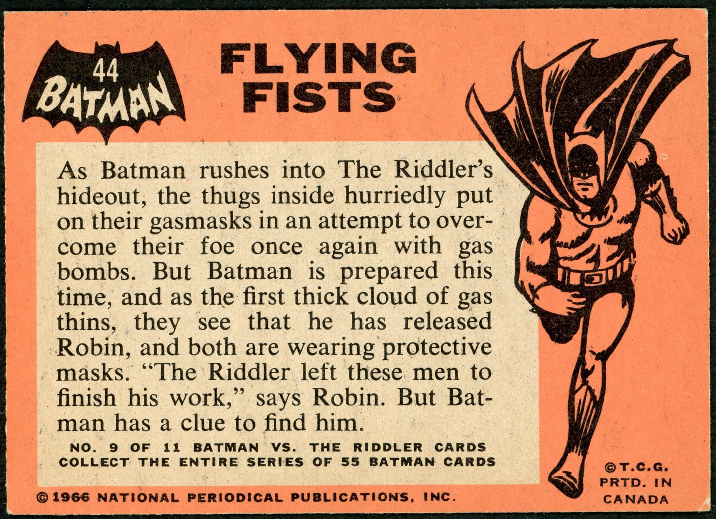 1966 O-Pee-Chee #44 Batman Black Bat "Flying Fists"