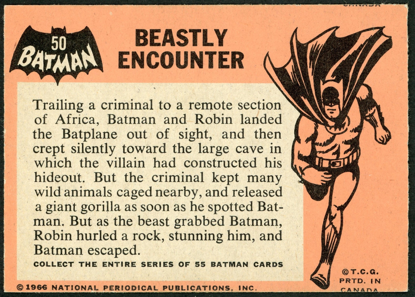 1966 O-Pee-Chee #50 Batman Black Bat "Beastly Encounter"
