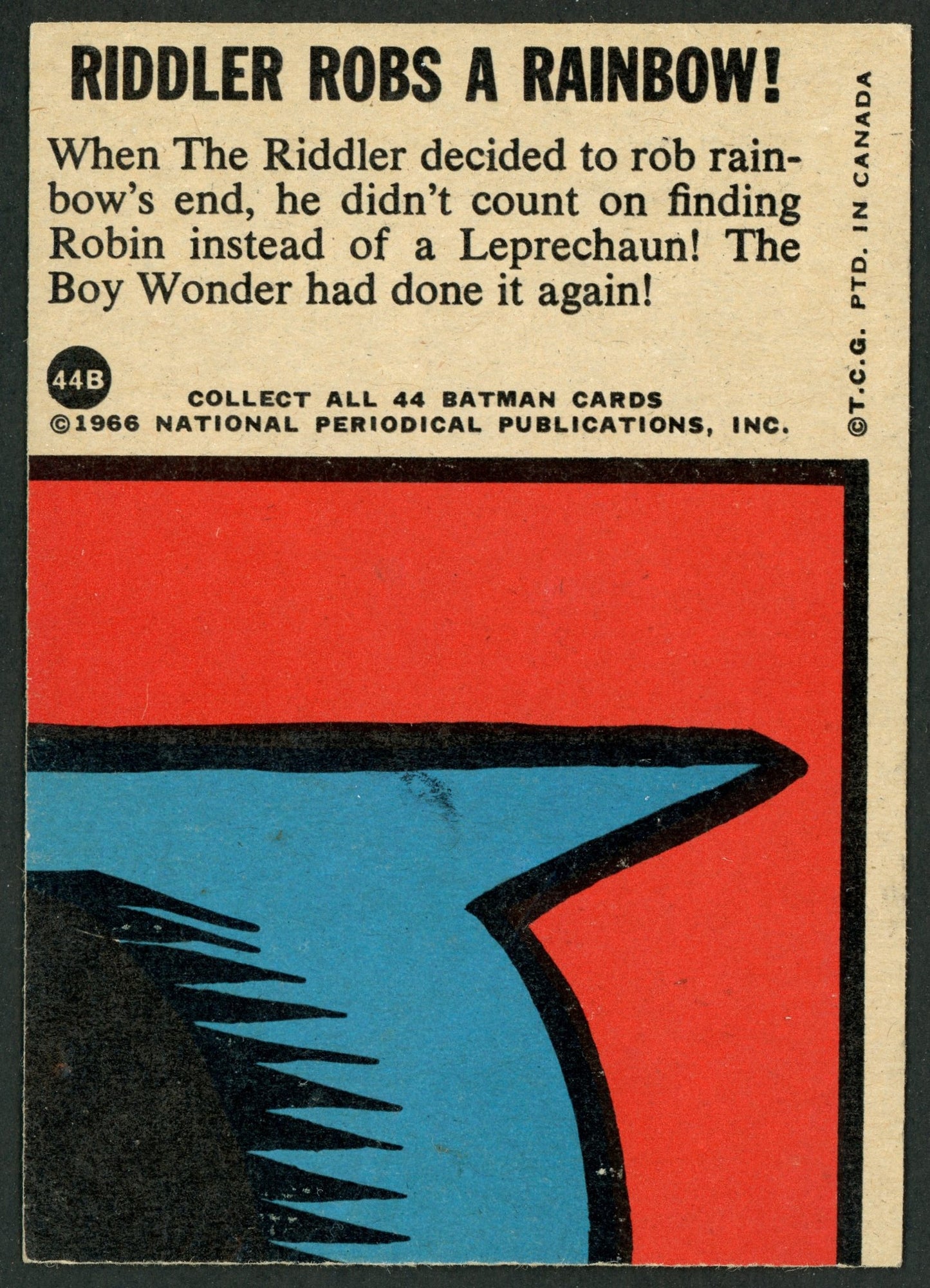 1966 O-Pee-Chee #44B Batman Blue Bat "Riddler Robs a Rainbow"
