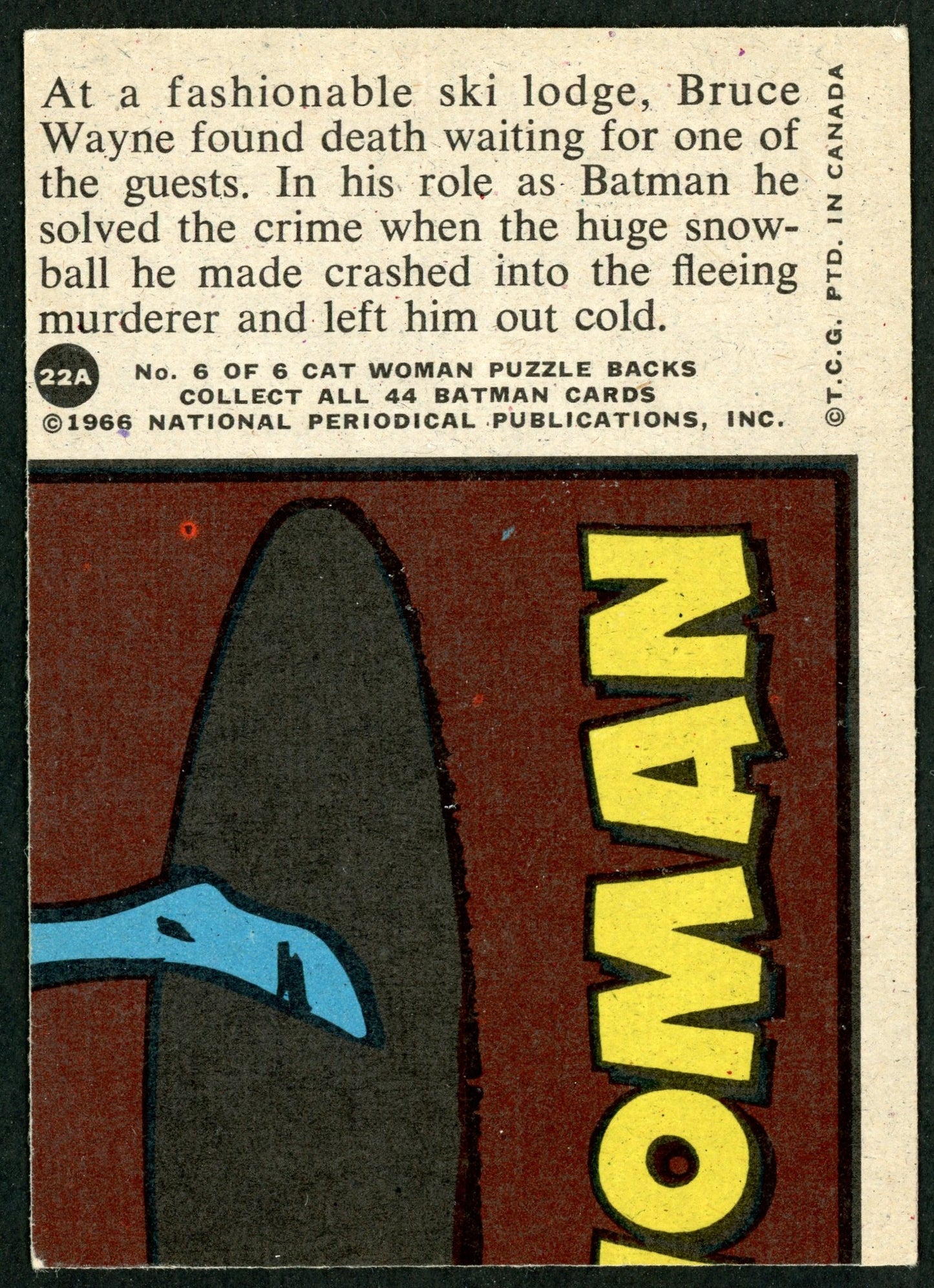 1966 O-Pee-Chee #22A Batman Red Bat "Death Skis the Slopes"