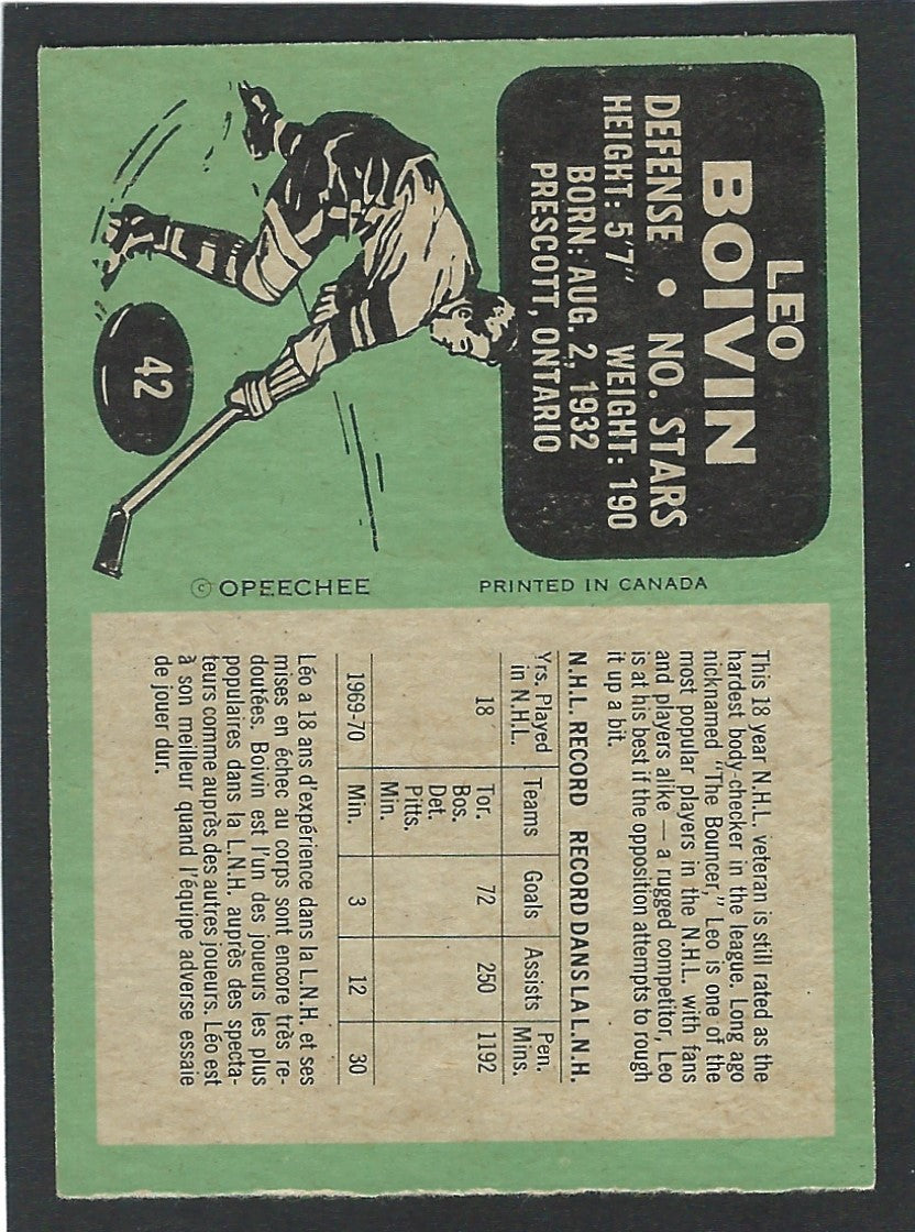 1970 O-Pee-Chee #042 Leo Boivin HOF