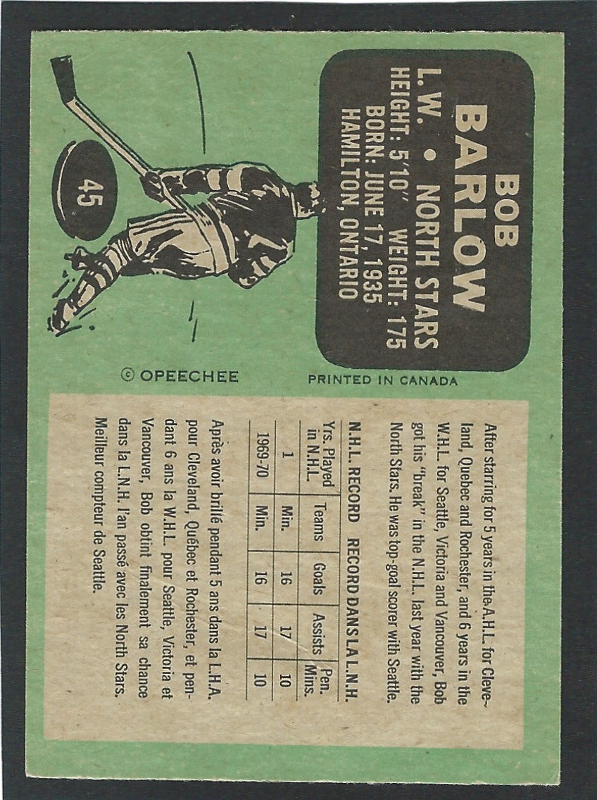 1970 O-Pee-Chee #045 Bob Barlow