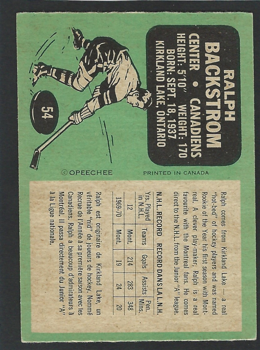 1970 O-Pee-Chee #054 Ralph Backstrom
