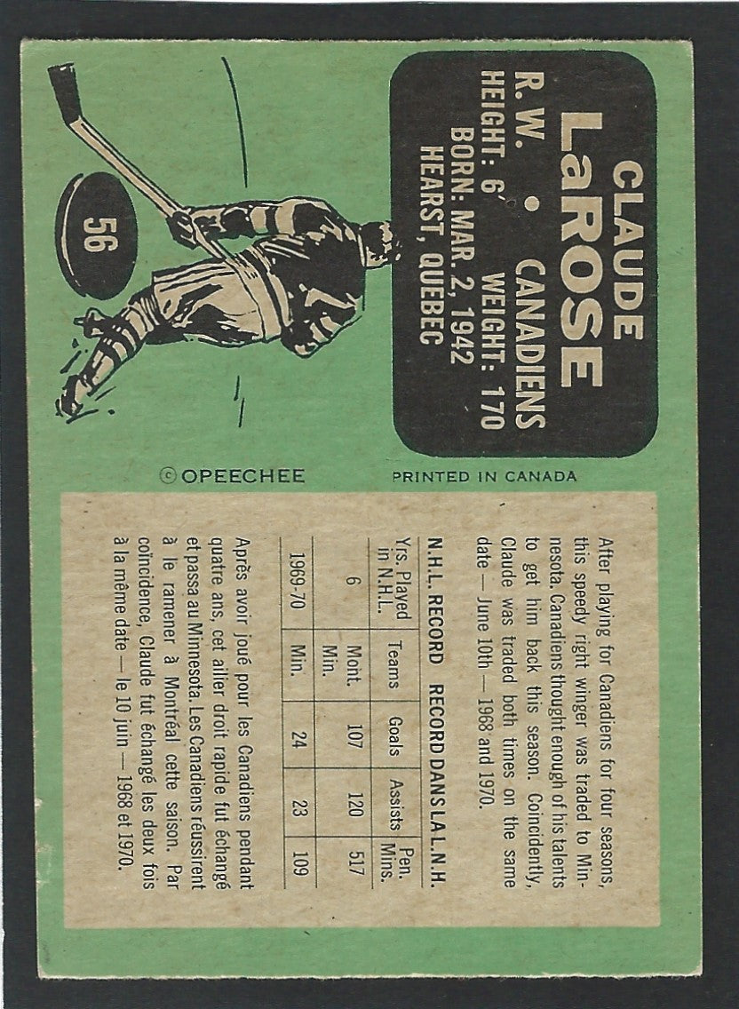 1970 O-Pee-Chee #056 Claude Larose