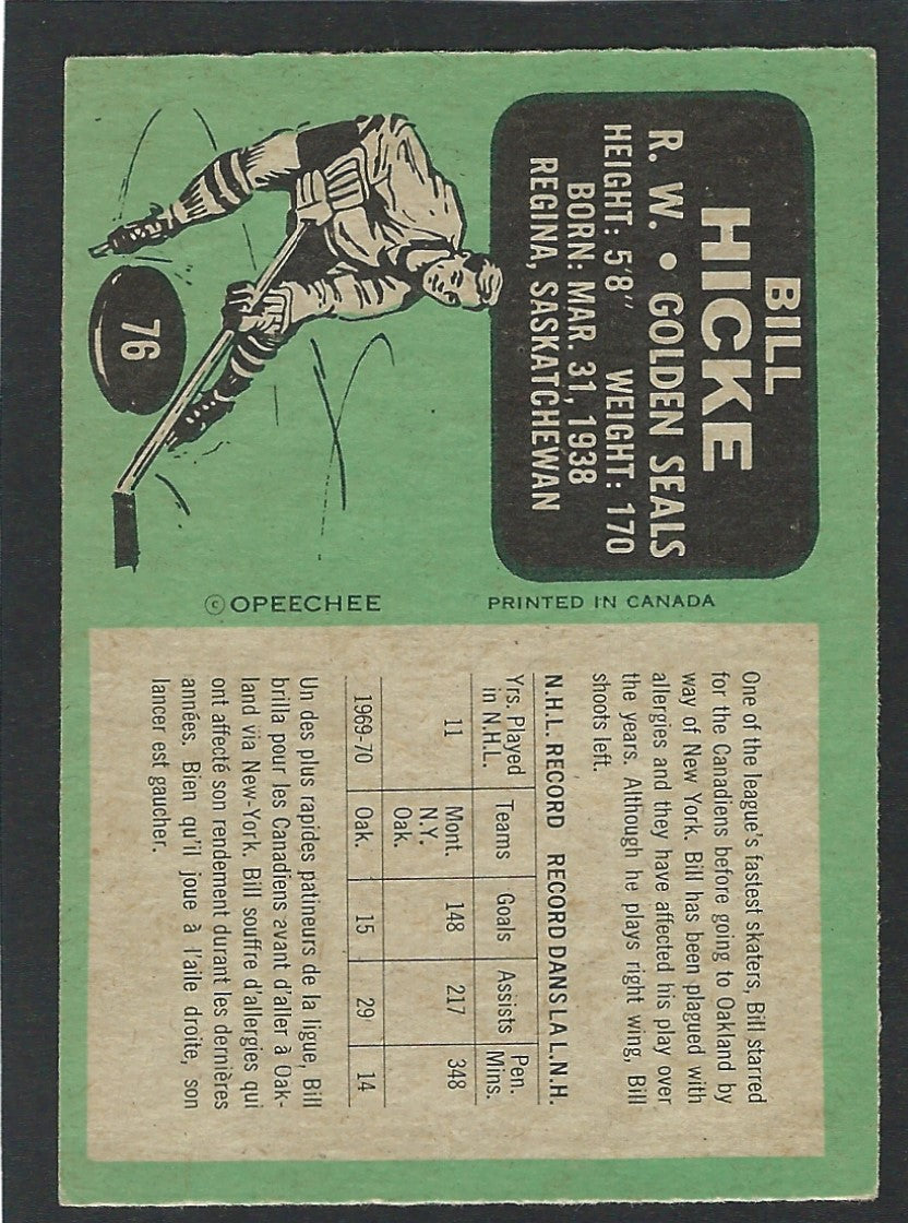 1970 O-Pee-Chee #076 Bill Hicke