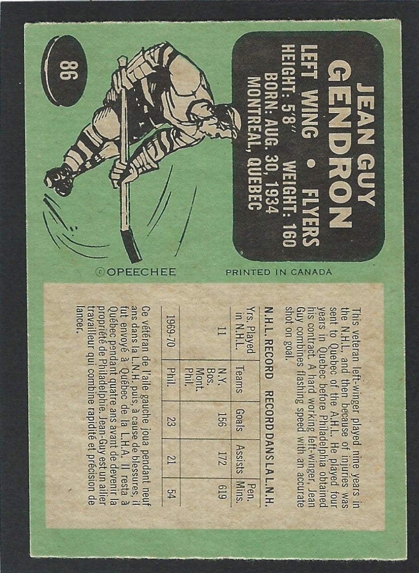 1970 O-Pee-Chee #086 Jean Guy Gendron