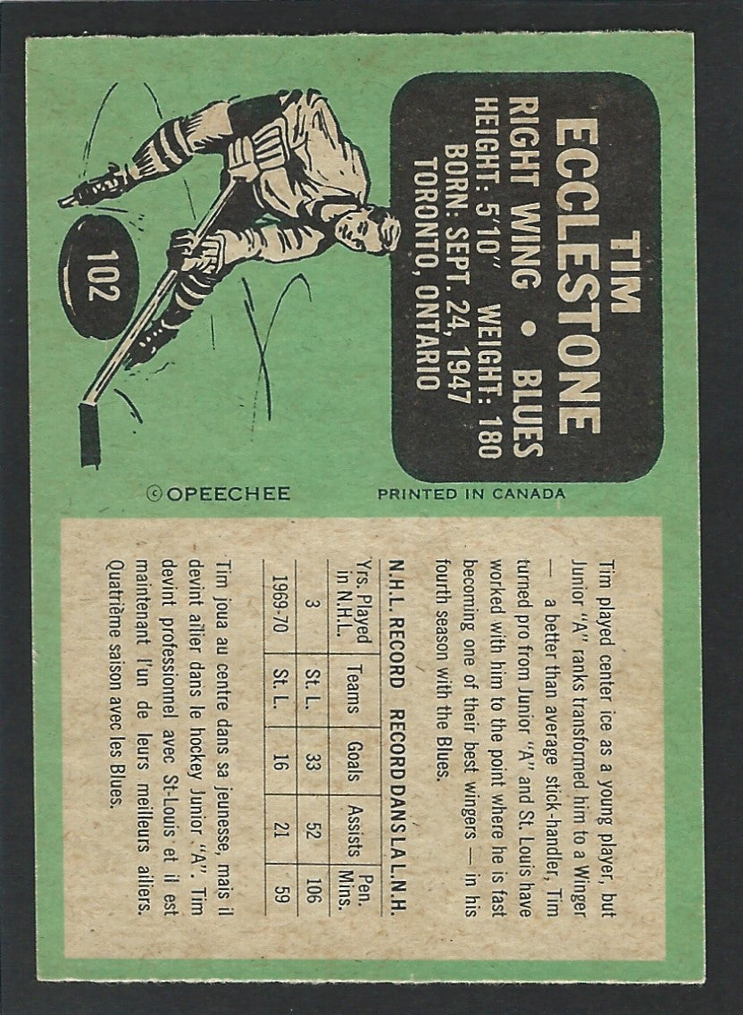 1970 O-Pee-Chee #102 Tim Ecclestone