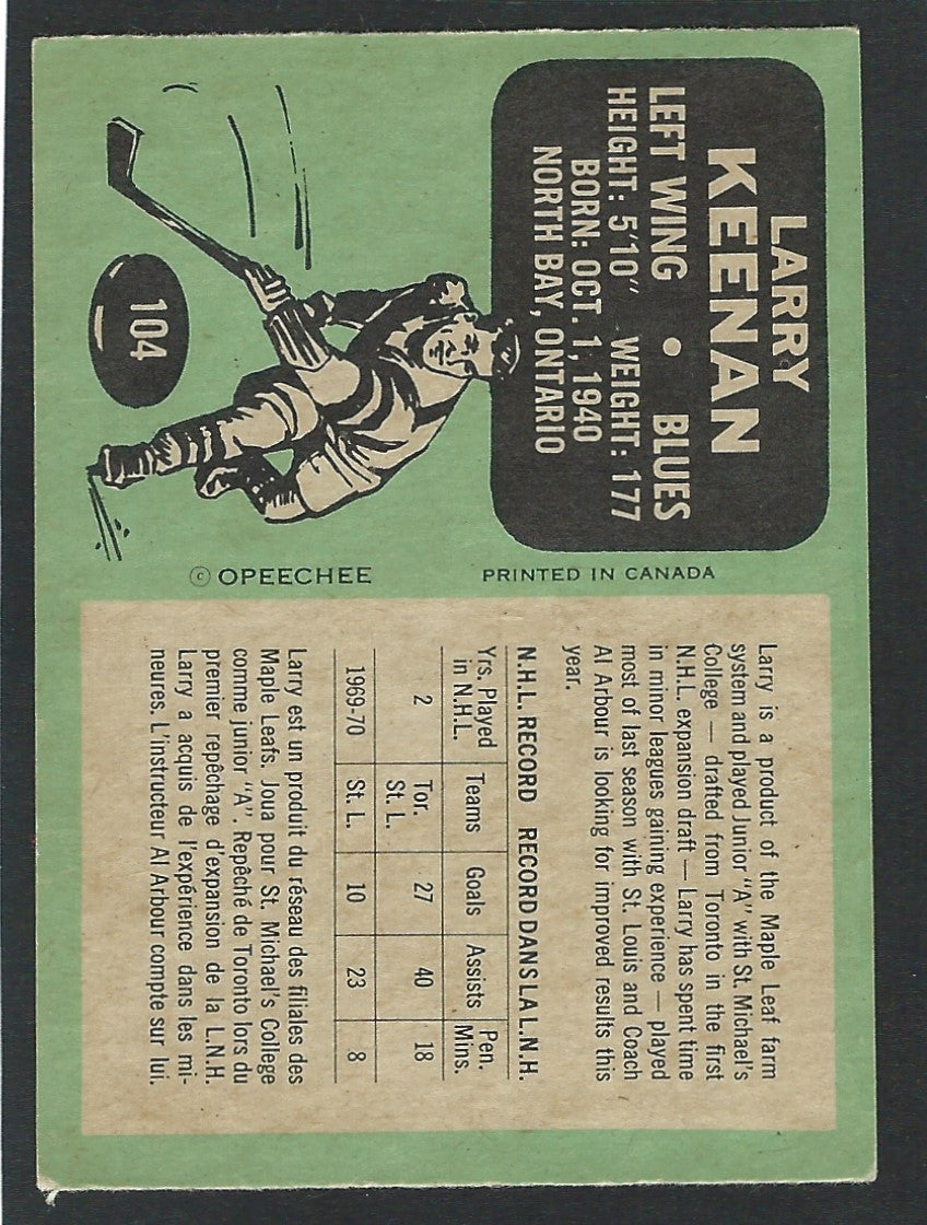 1970 O-Pee-Chee #104 Larry Keenan