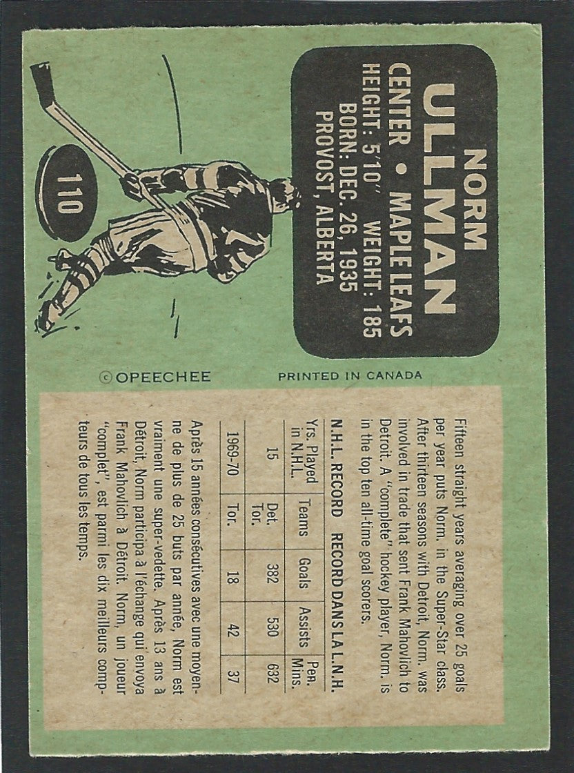 1970 O-Pee-Chee #110 Norm Ullman HOF