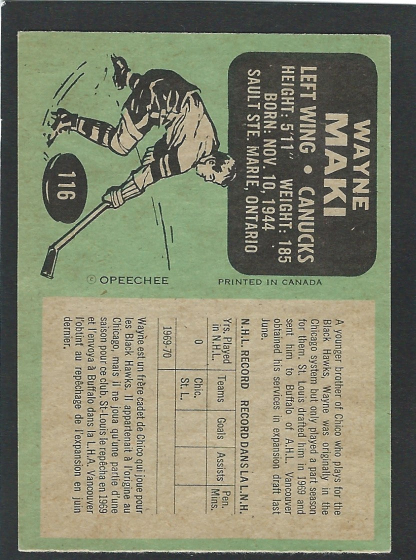 1970 O-Pee-Chee #116 Wayne Maki