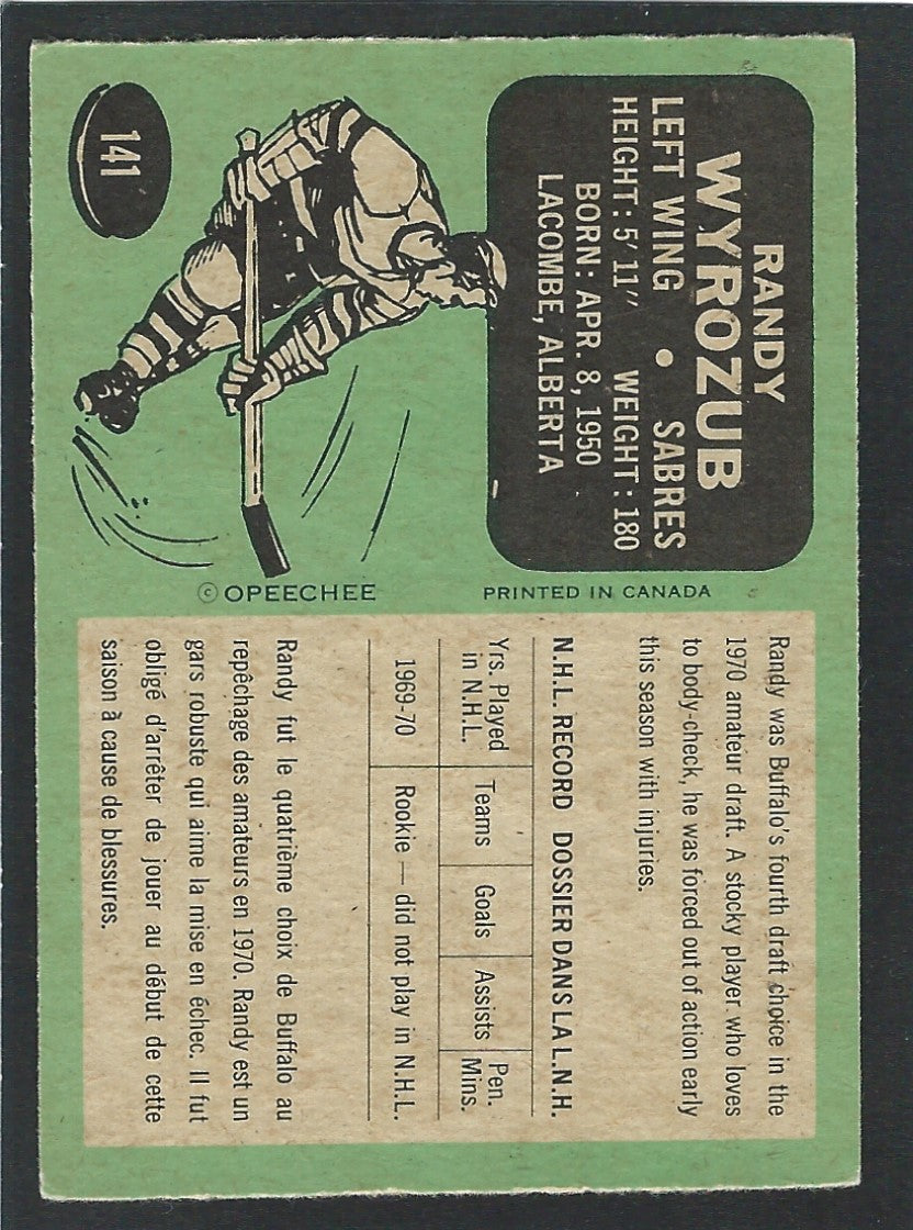1970 O-Pee-Chee #141 Randy Wyrozub