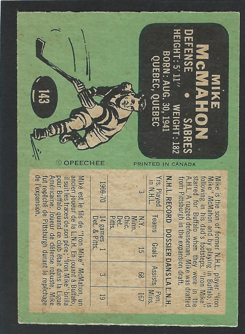 1970 O-Pee-Chee #143 Mike McMahon
