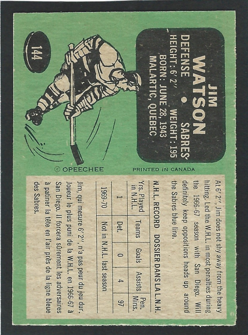 1970 O-Pee-Chee #144 Jim Watson