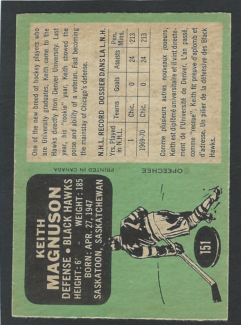 1970 O-Pee-Chee #151 Keith Magnuson RC