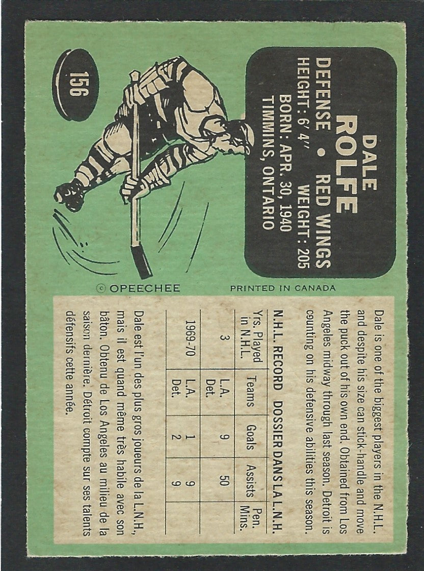 1970 O-Pee-Chee #156 Dale Rolfe