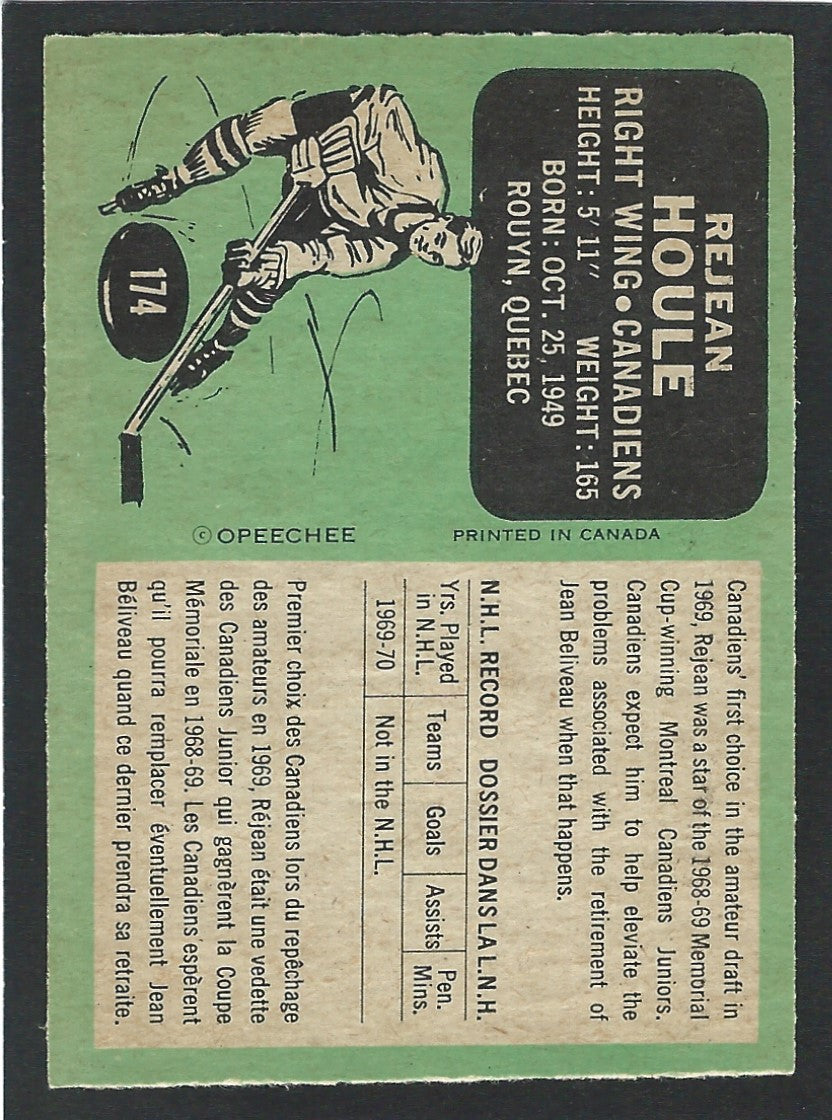 1970 O-Pee-Chee #174 Rejean Houle RC