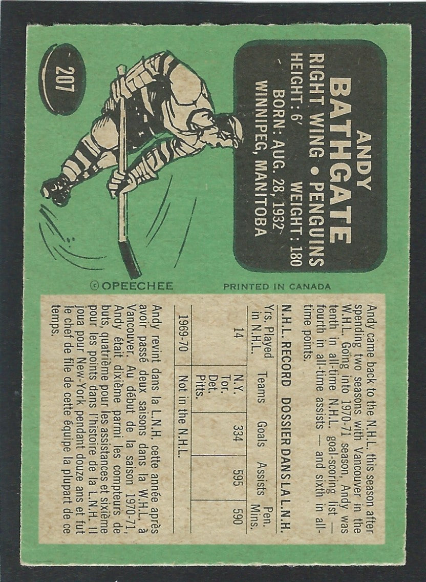 1970 O-Pee-Chee #207 Andy Bathgate HOF