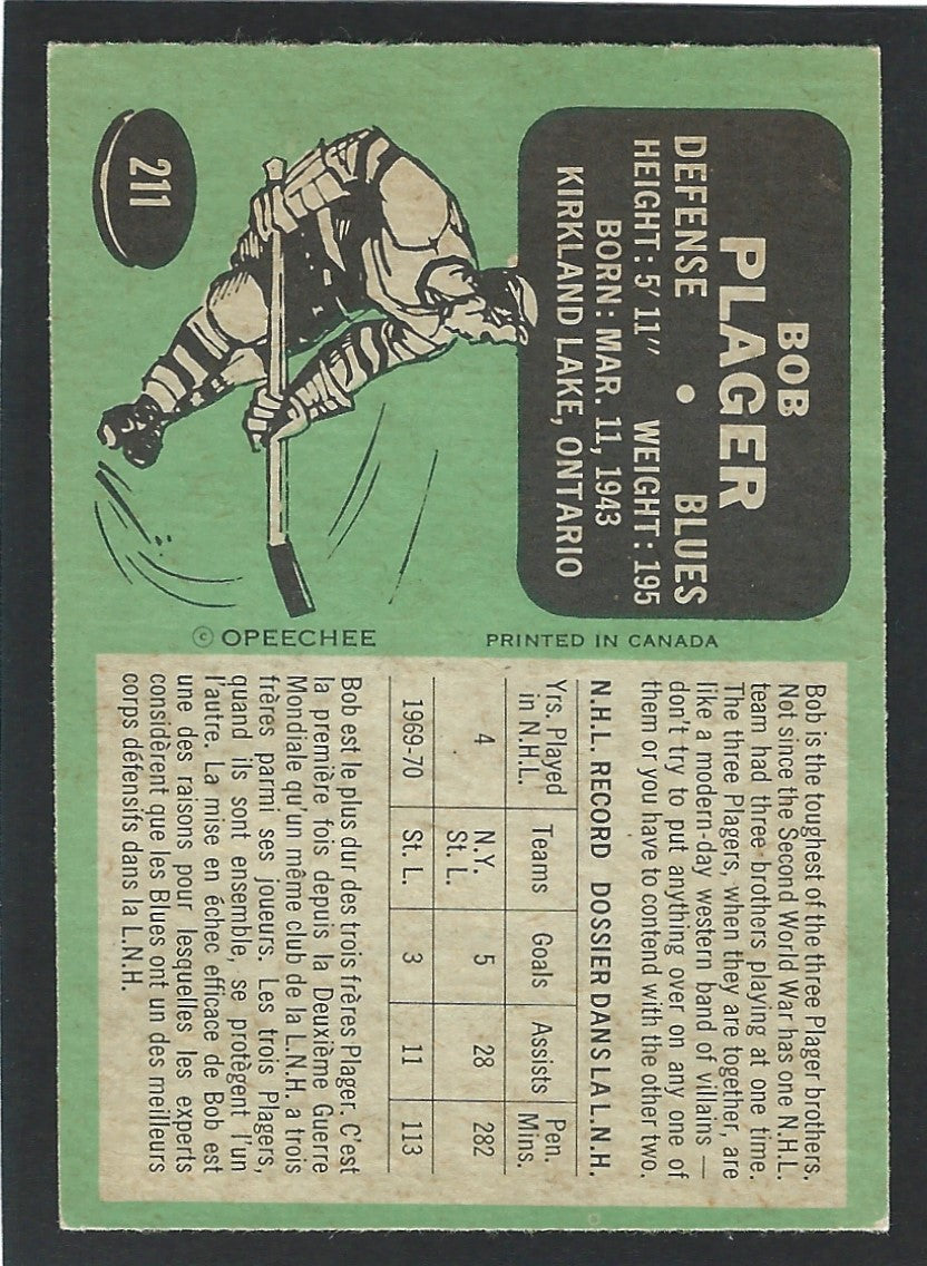 1970 O-Pee-Chee #211 Bob Plager