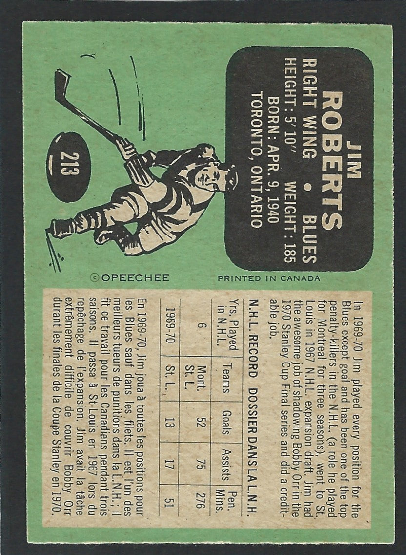1970 O-Pee-Chee #213 Jim Roberts