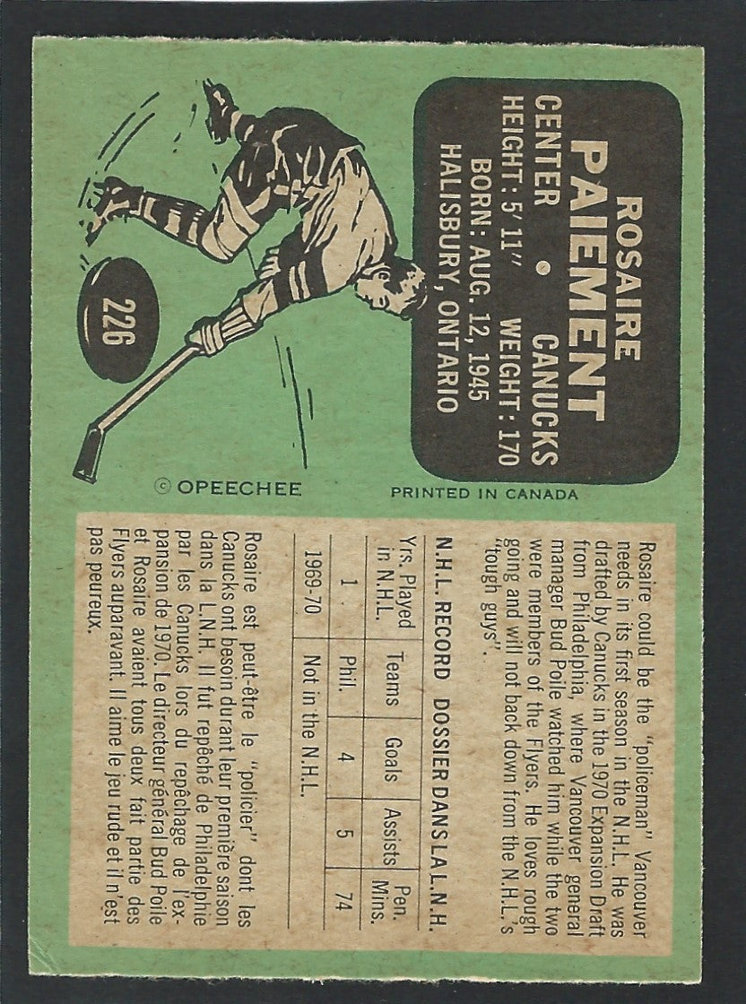 1970 O-Pee-Chee #226 Rosaire Paiement