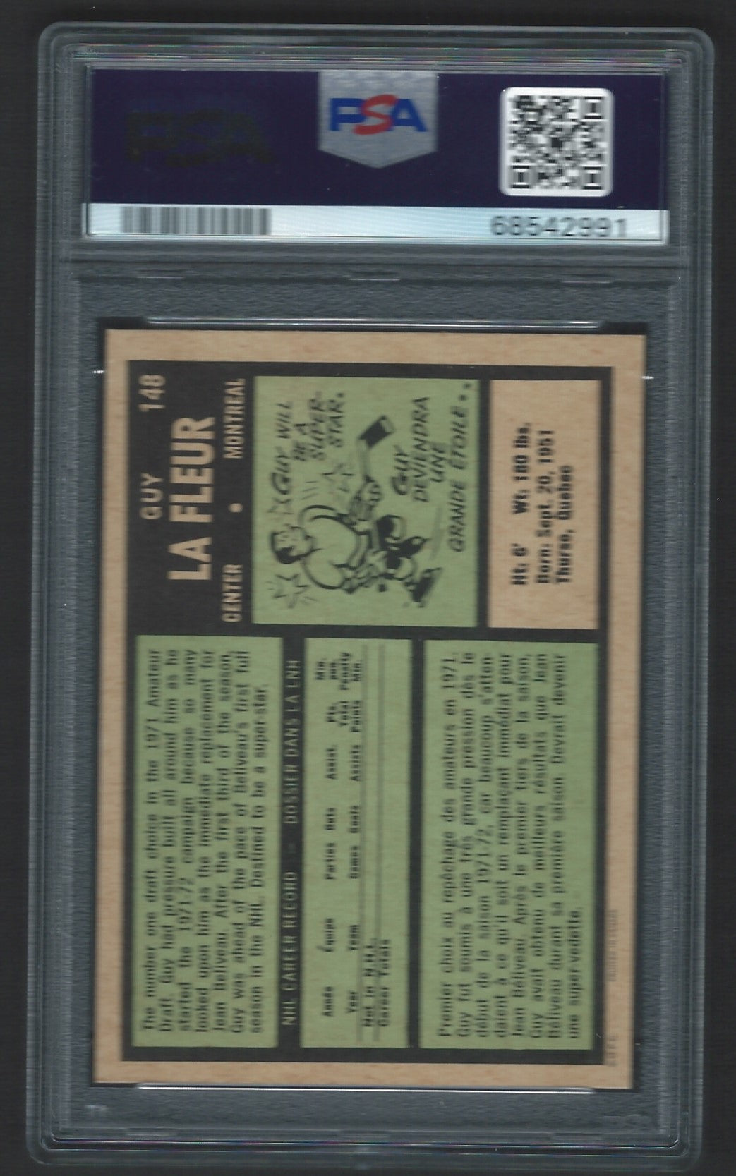 1971 O-Pee-Chee #148 Guy Lafleur RC HOF PSA 7