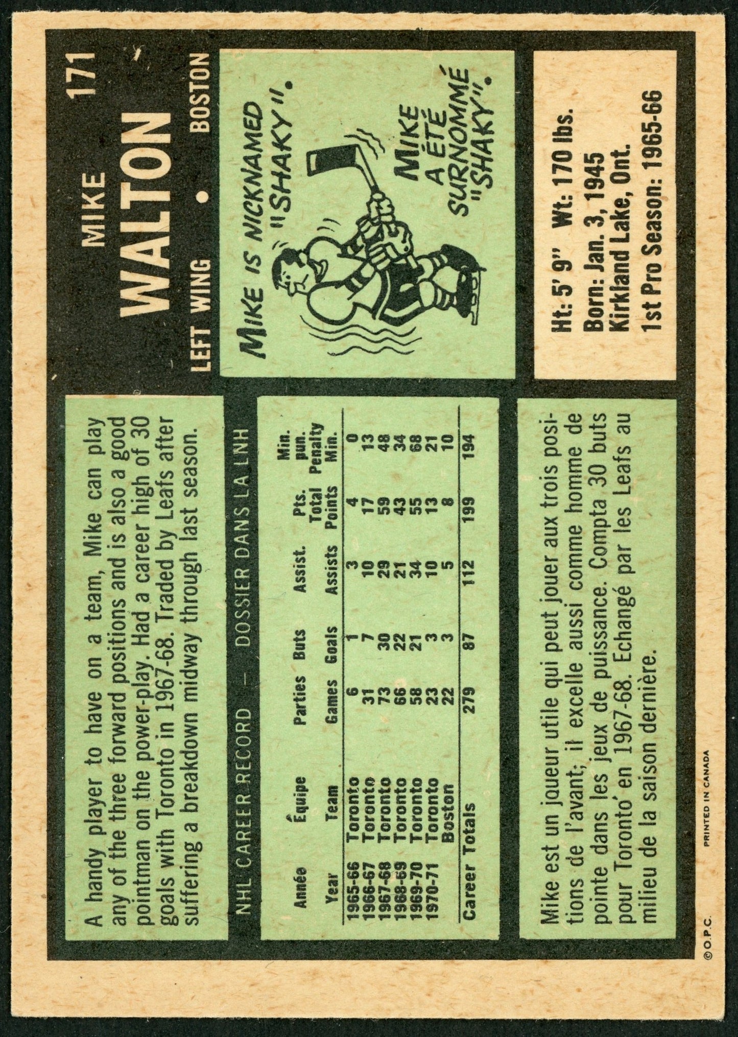 1971 O-Pee-Chee #171 Mike Walton