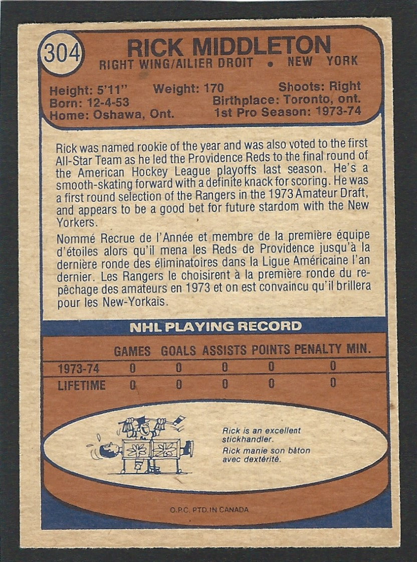 1974 O-Pee-Chee #304 Rick Middleton RC