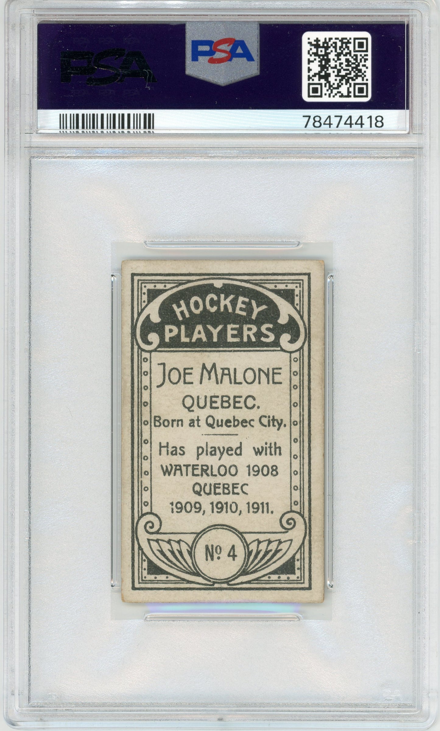 1911 C55 #04 Joe Malone RC HOF PSA 4