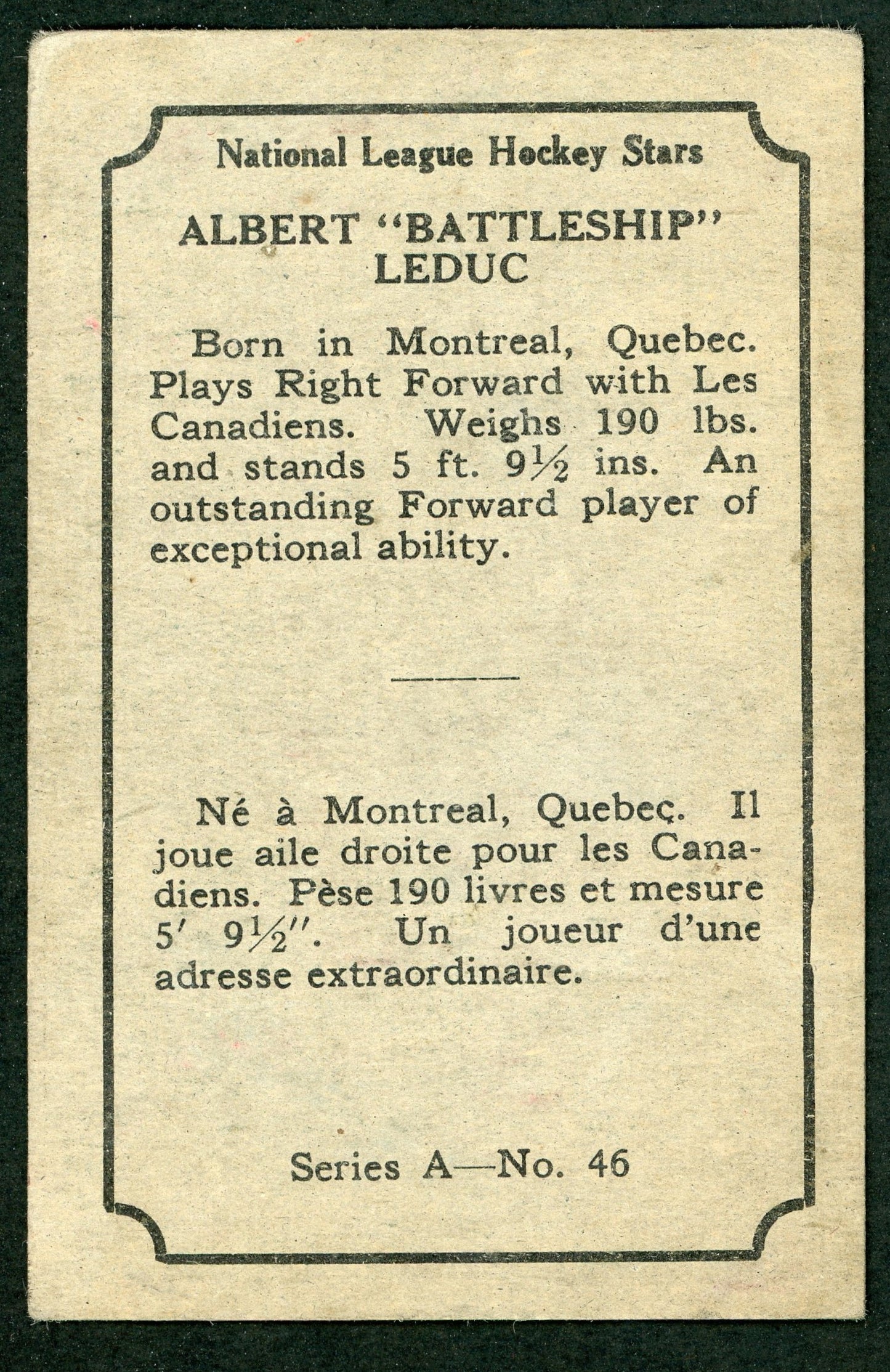 1933 V304A O-Pee-Chee #46 Albert Leduc