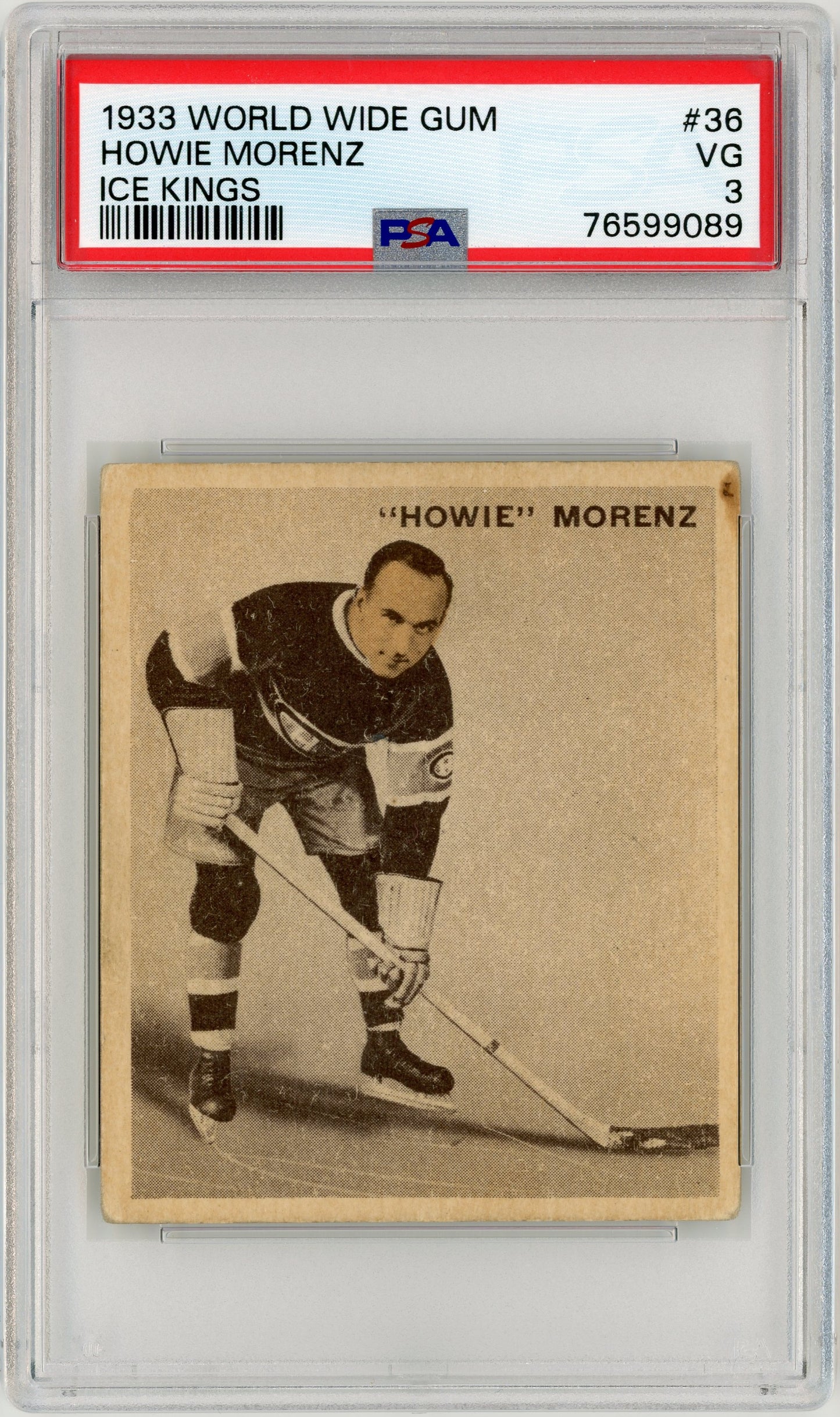 1933 V357 World Wide Gum Ice Kings #36 Howie Morenz PSA 3 HOF