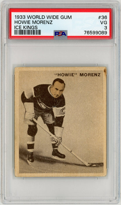 1933 V357 World Wide Gum Ice Kings #36 Howie Morenz PSA 3 HOF