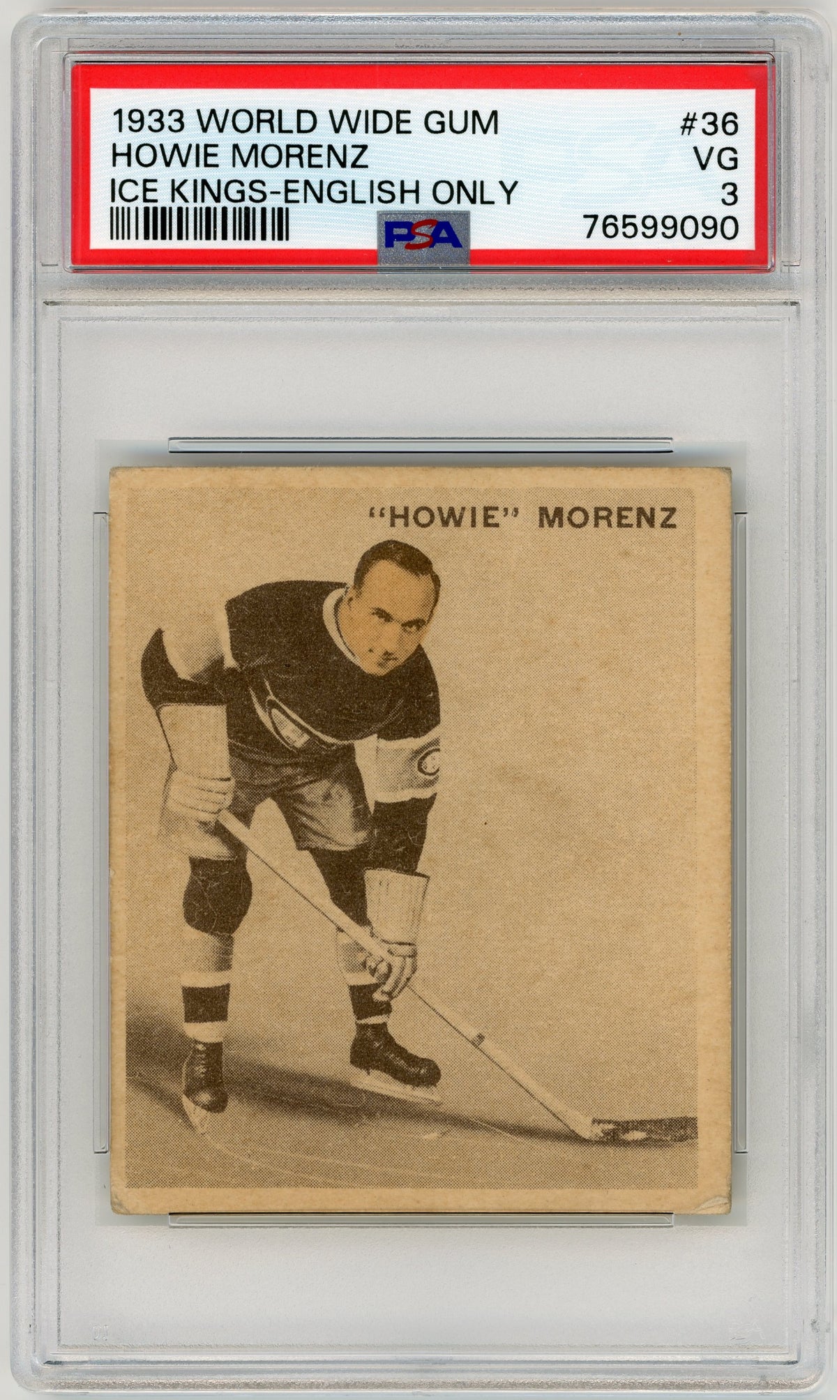 1933 V357 World Wide Gum Ice Kings #36 Howie Morenz PSA 3 HOF