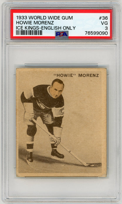 1933 V357 World Wide Gum Ice Kings #36 Howie Morenz PSA 3 HOF