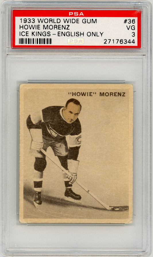 1933 V357 World Wide Gum Ice Kings #36 Howie Morenz PSA 3 HOF