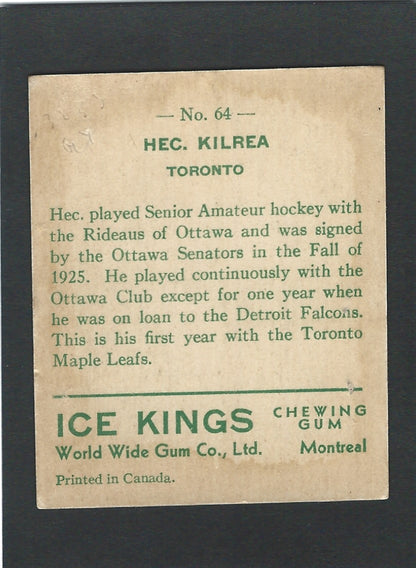 1933 V357 World Wide Gum Ice Kings #64 Hec Kilrea