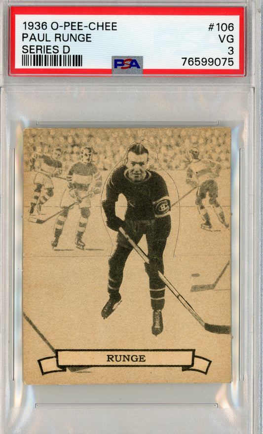 1936 V304D O-Pee-Chee #106 Paul Runge PSA 3