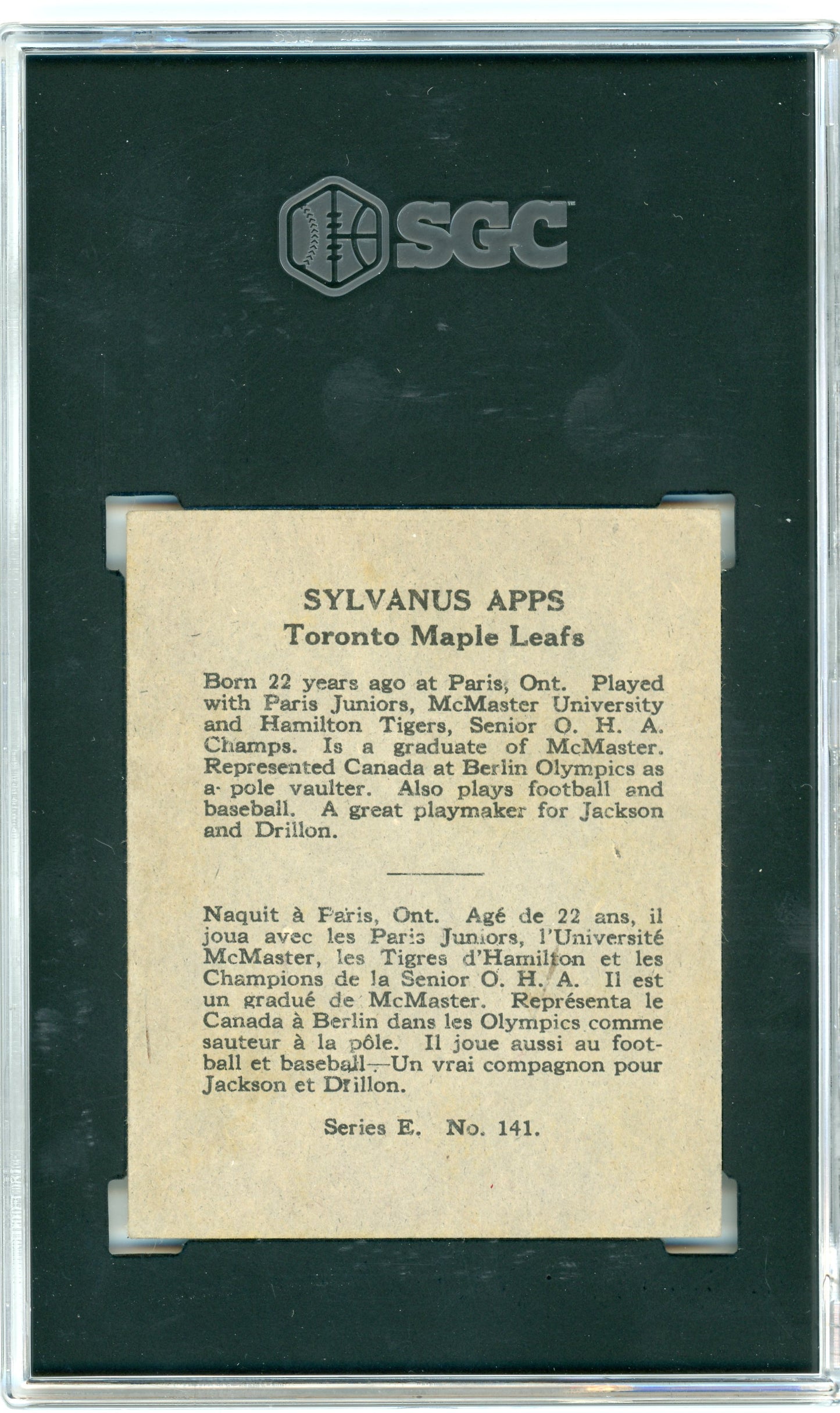 1937 O-Pee-Chee #141 Syl Apps HOF SGC 2.5