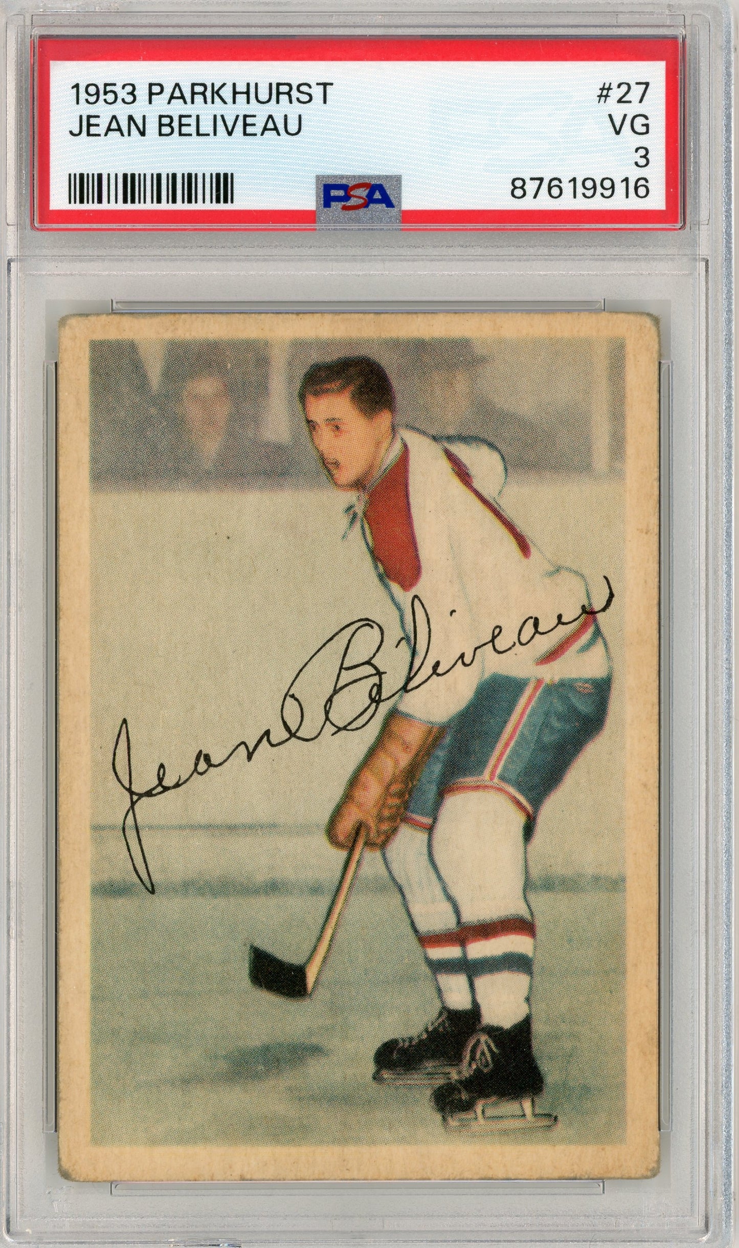 1953 Parkhurst #27 Jean Beliveau RC HOF PSA 3